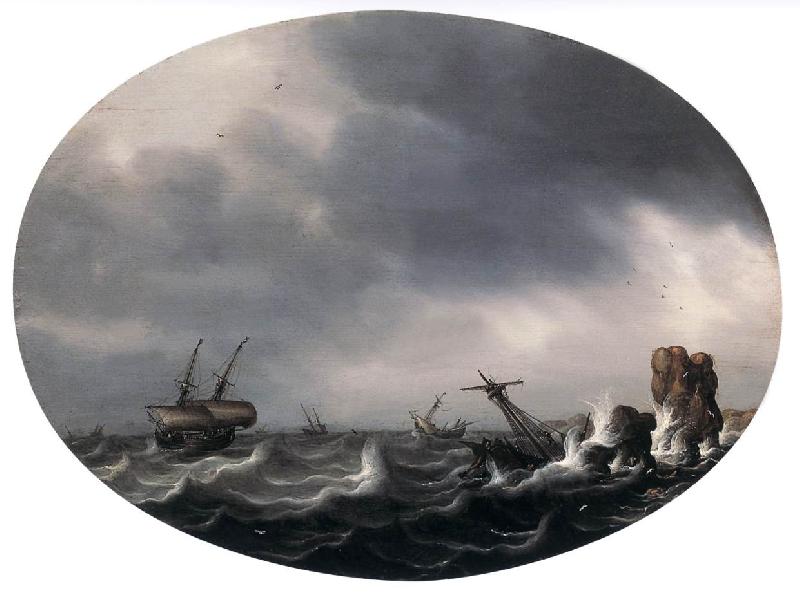 VLIEGER, Simon de Stormy Sea ewt Germany oil painting art